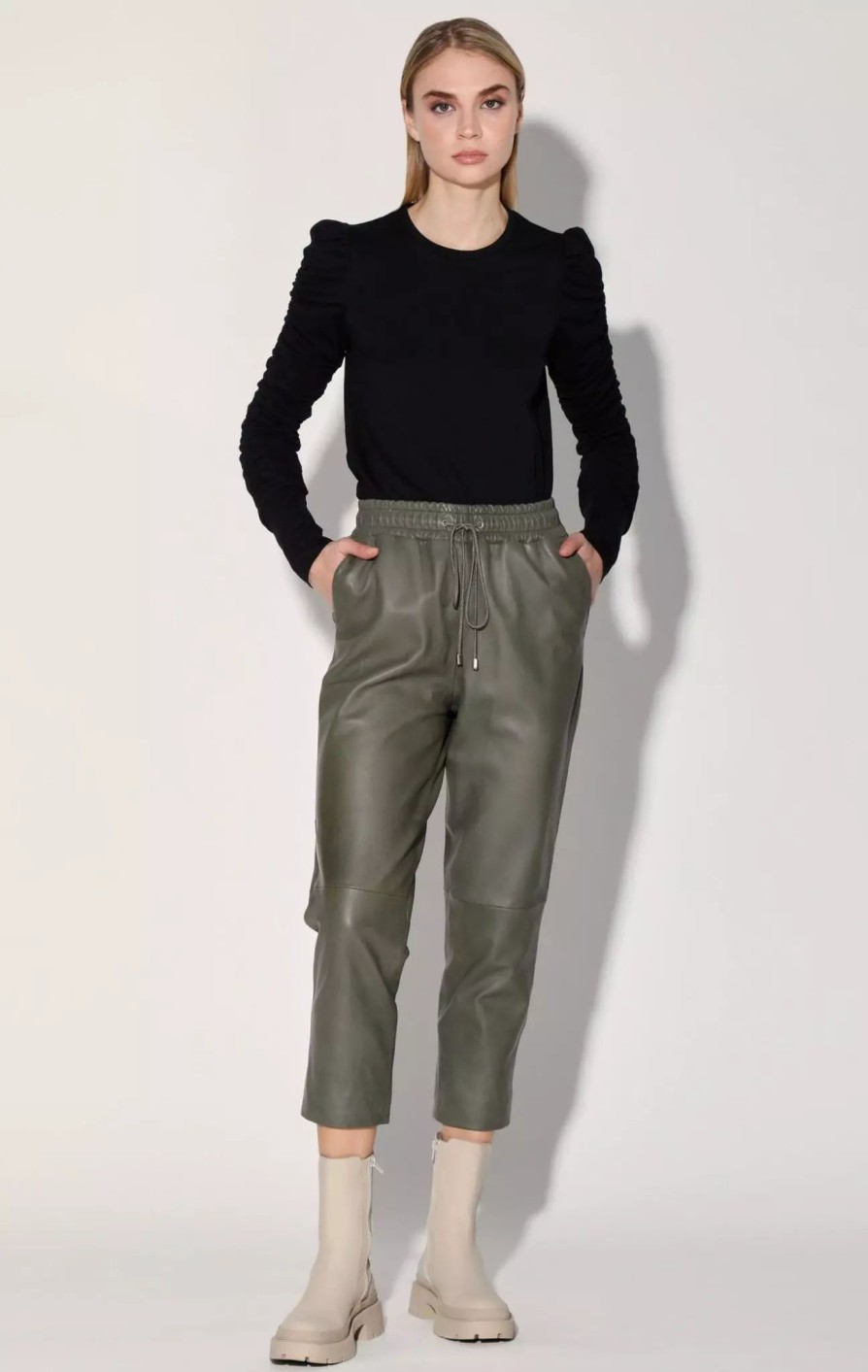 Bottoms * | Walter Baker Minh Leather Jogger Army