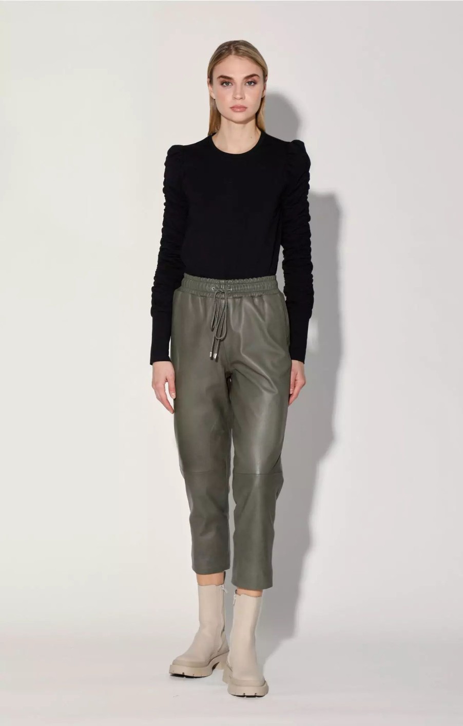 Bottoms * | Walter Baker Minh Leather Jogger Army