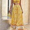 Skirts * | Anna-Kaci Floral Print High Waist Skirt Yellow