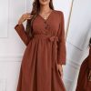 Dresses * | Anna-Kaci Solid Color Belted Dress