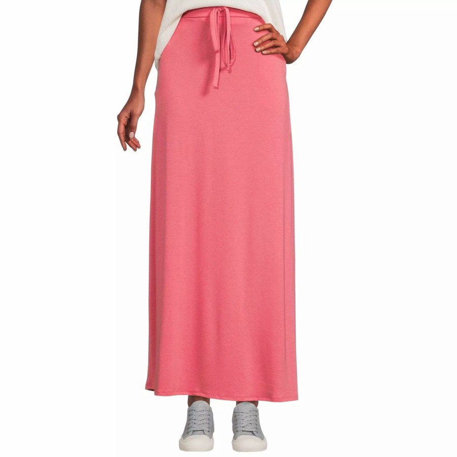 Skirts * | Sobeyo Women'S Maxi Long Skirt Drawstring Waist Pockets Soft Comfort Fabric Red