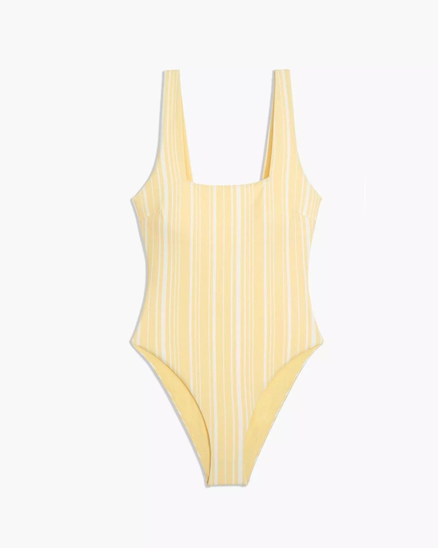 Swimwear * | Onia Rafaela One Piece Honey White Varigated Stripe