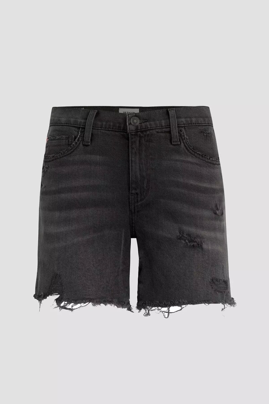 Bottoms * | Hudson Jeans Kass High-Rise Boyfriend Short Black Zevida