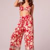 Bottoms * | B.O.G. Collective N The Road Red Floral Wide Leg Pants Red/Pale Blush