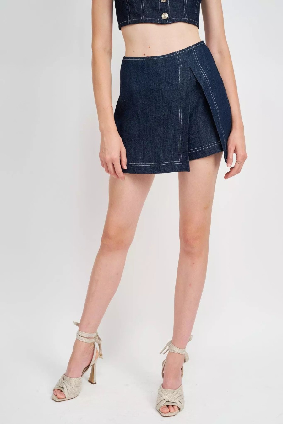 Skirts * | En Saison Demi Mini Skirt Denim