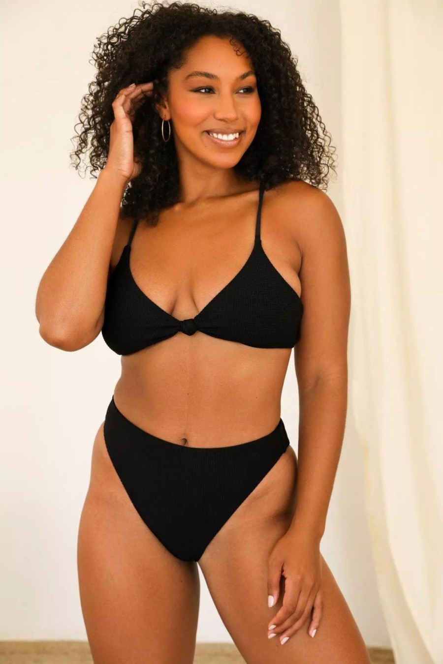 Swimwear * | Dippin Daisy'S Seashore Bottom Black Waffle