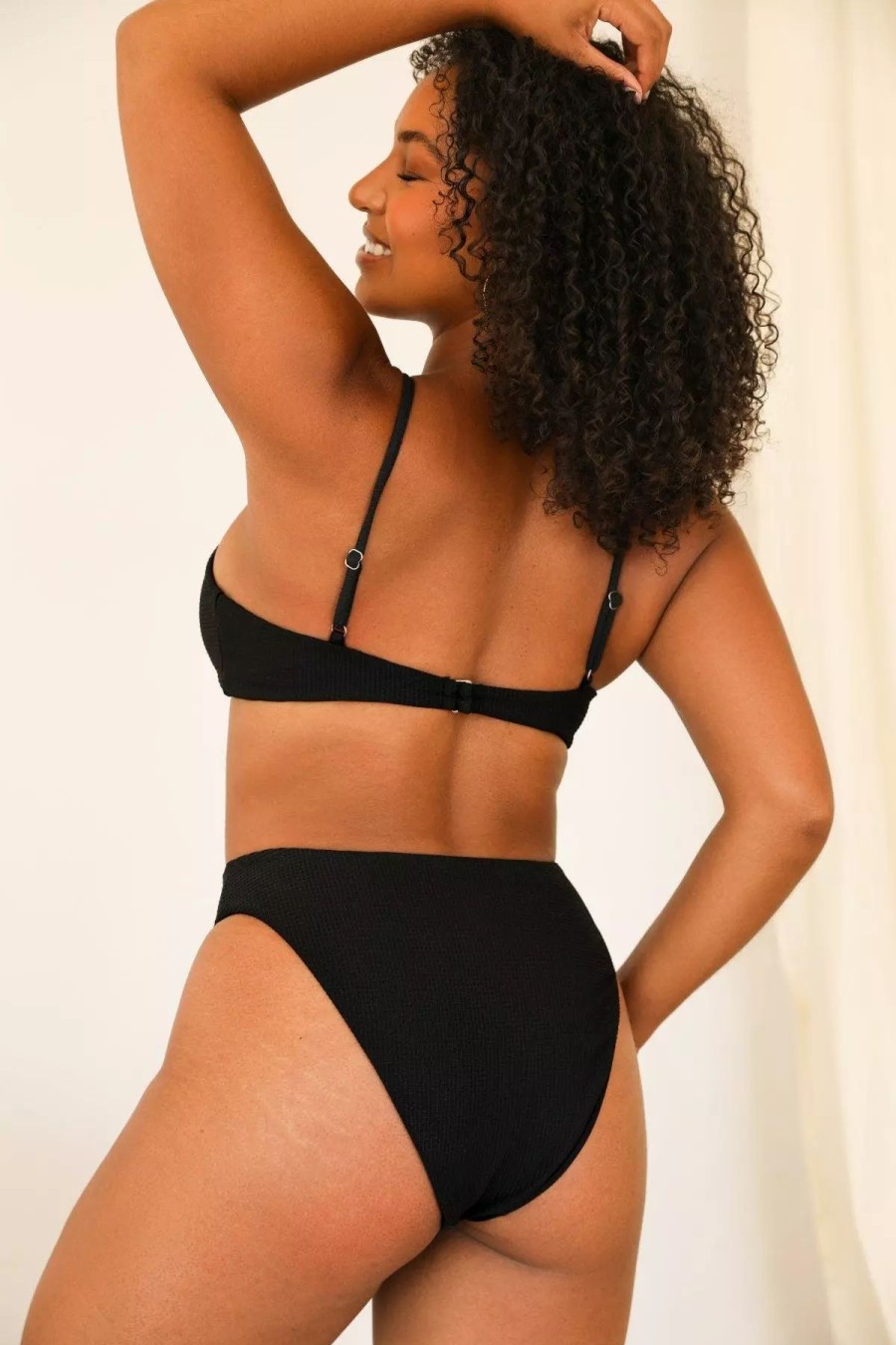 Swimwear * | Dippin Daisy'S Seashore Bottom Black Waffle