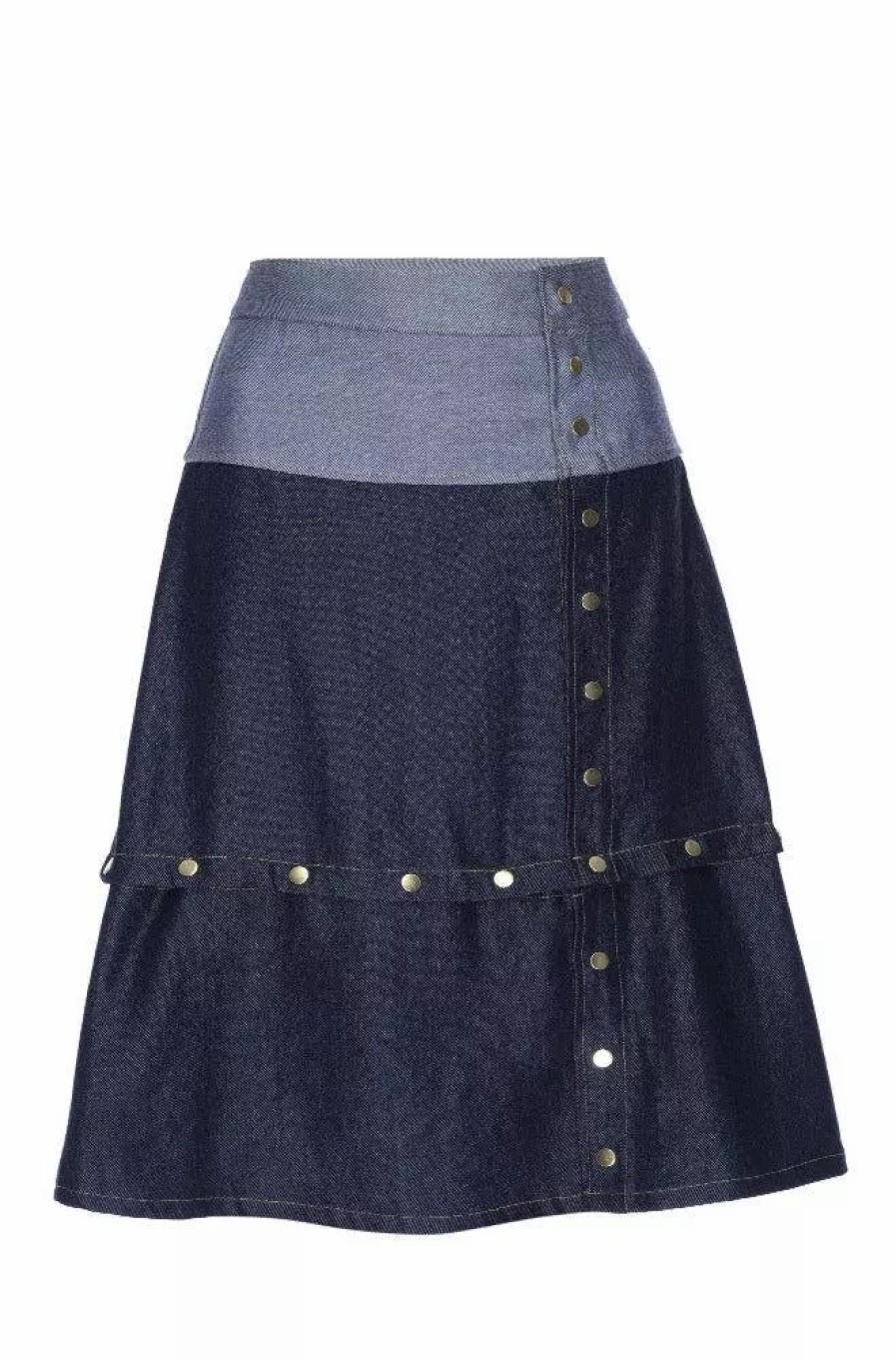 Skirts * | Lahive Gia Antiqued Multi-Length Denim Skirt Black