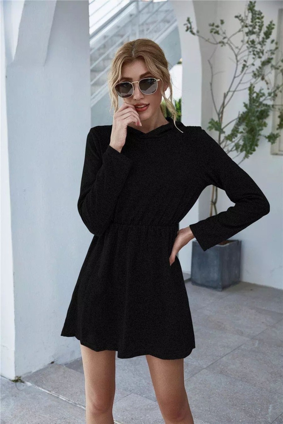 Dresses * | Anna-Kaci Hoodie Light Long Sleeve Spring Dress