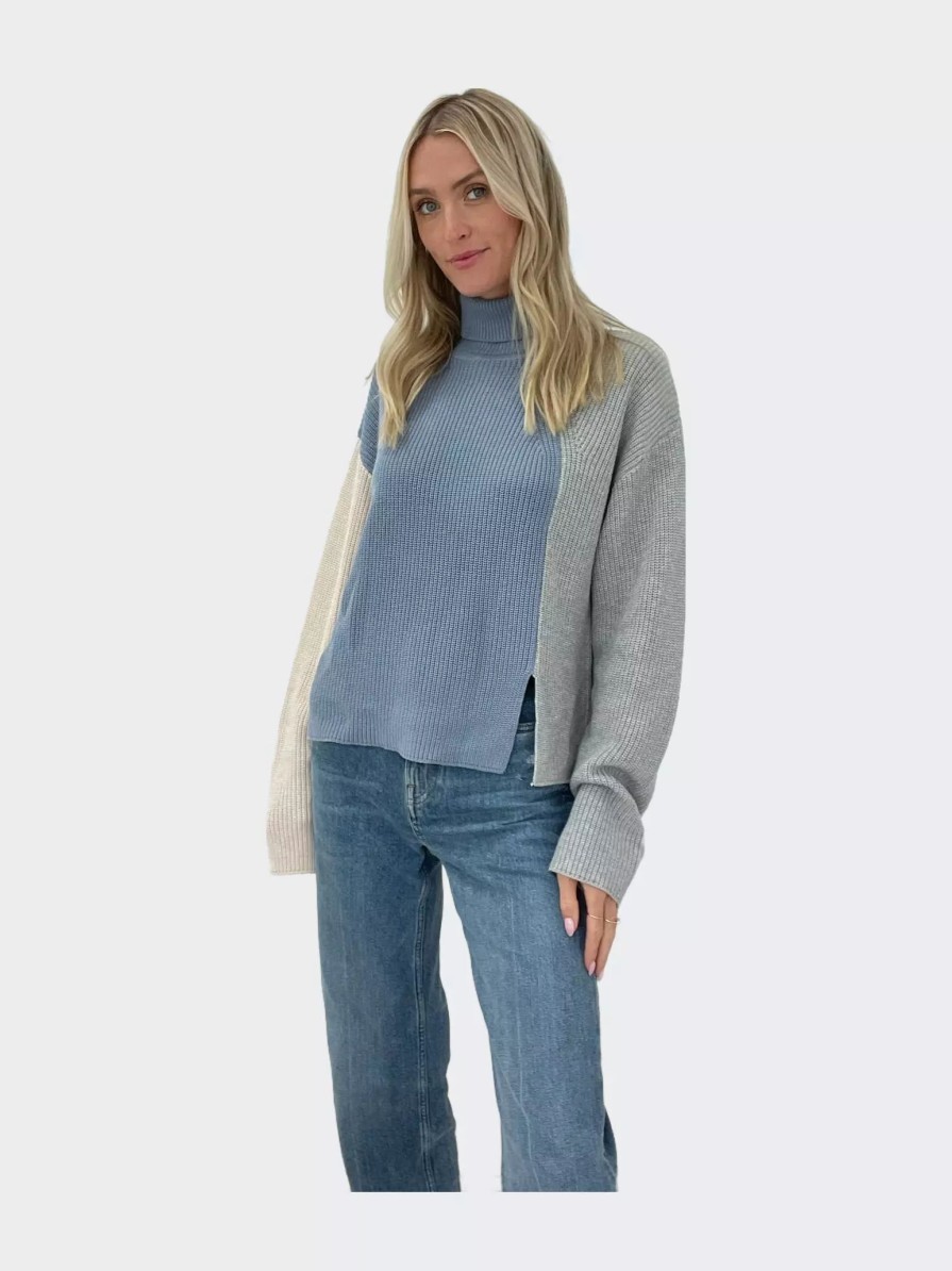 Sweatshirts & Sweaters * | Six Fifty Abigail Colorblock Sweater Blue Combo