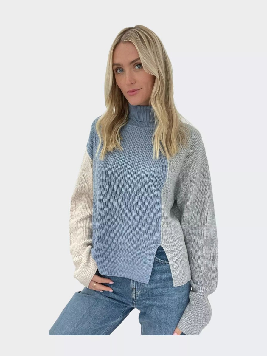 Sweatshirts & Sweaters * | Six Fifty Abigail Colorblock Sweater Blue Combo