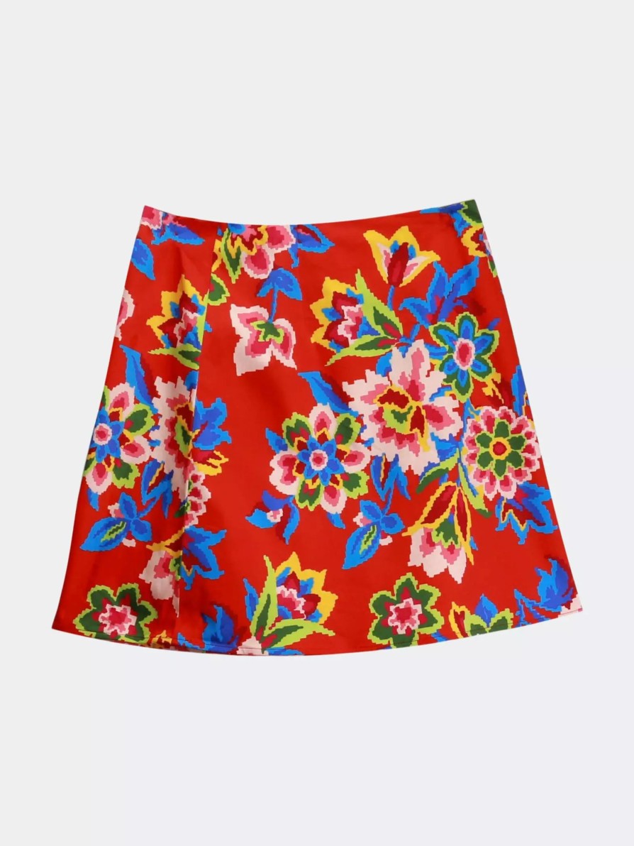 Bottoms * | Carolina Herrera Women'S Digital Flowers Mini Skirt Chili Red Multi