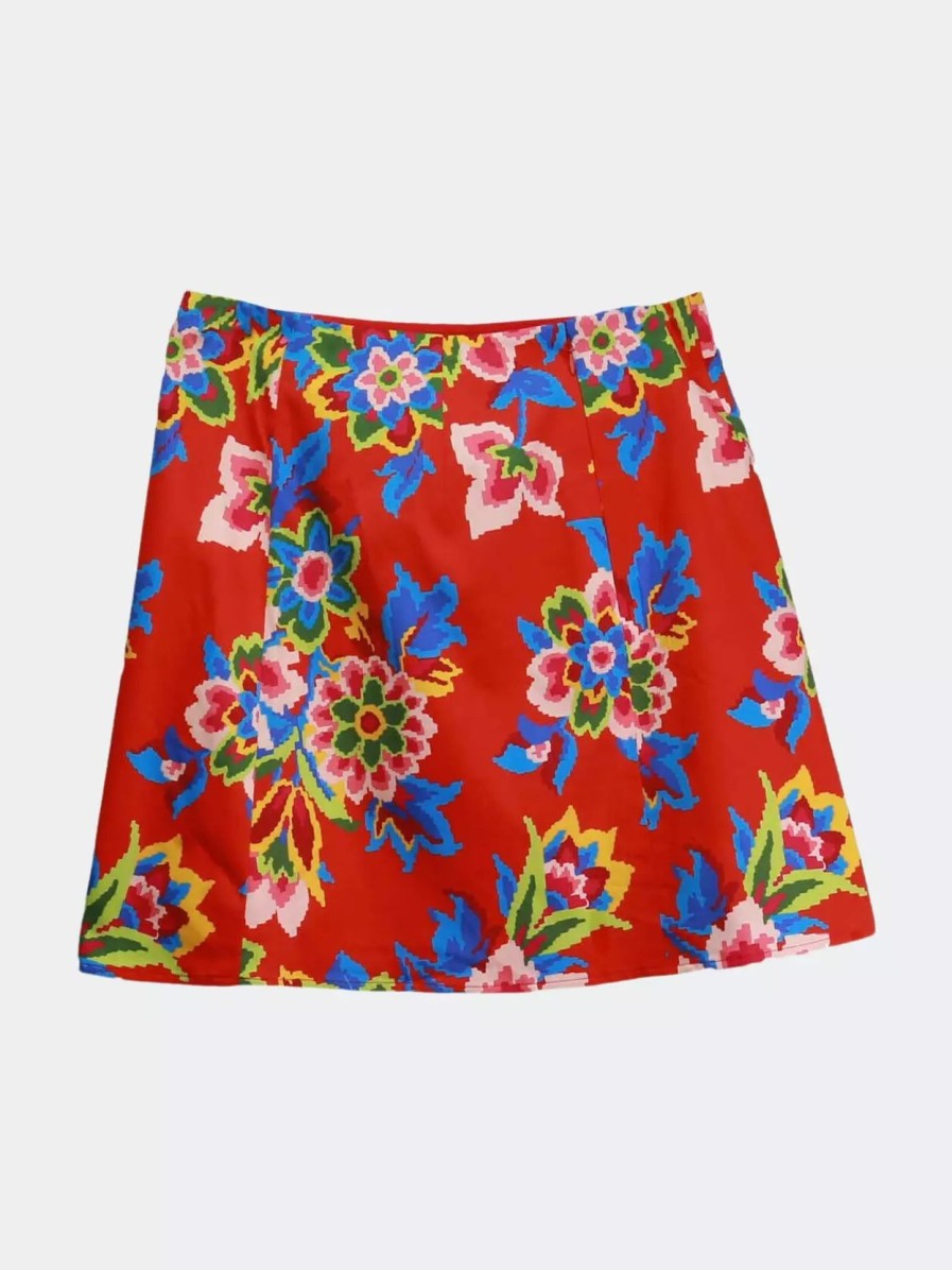 Bottoms * | Carolina Herrera Women'S Digital Flowers Mini Skirt Chili Red Multi