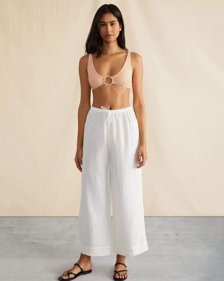 Bottoms * | Onia Drawstring Gauze Pant White