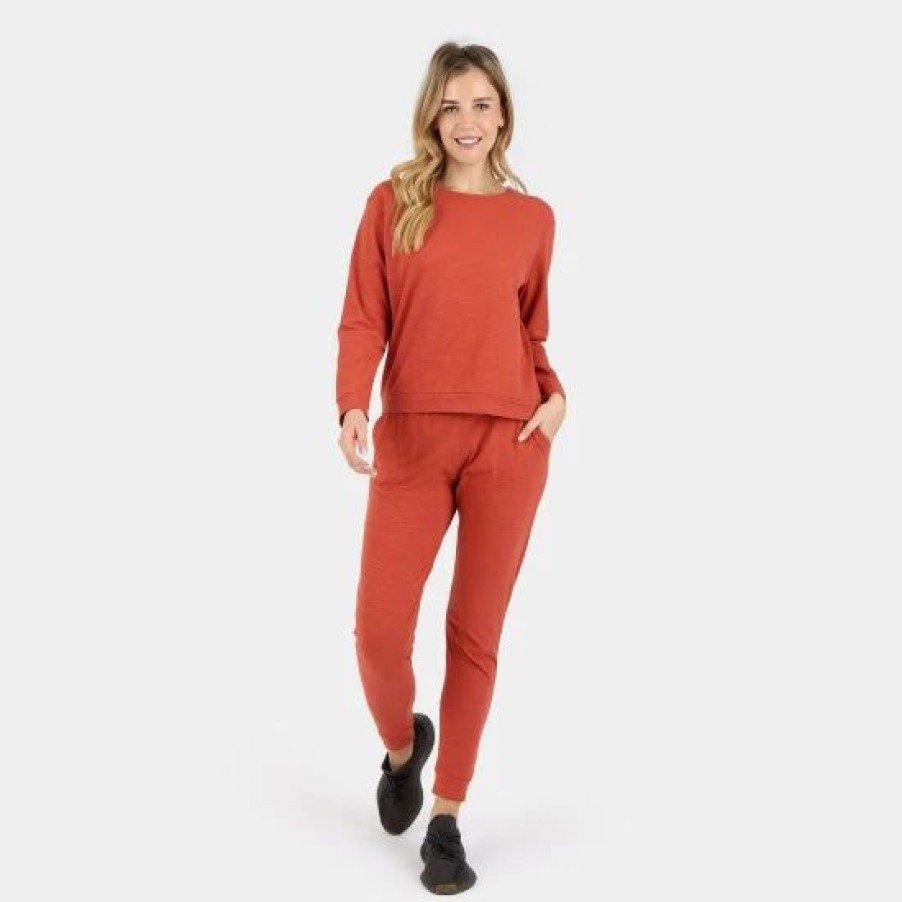 Sweatshirts & Sweaters * | Lezat Tegan Cotton Long Sleeve Pullover Sweatshirts & Sweaters Brick