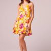 Dresses * | B.O.G. Collective Heartlight Gold Floral Halter Mini Dress Gold/Fuchsia