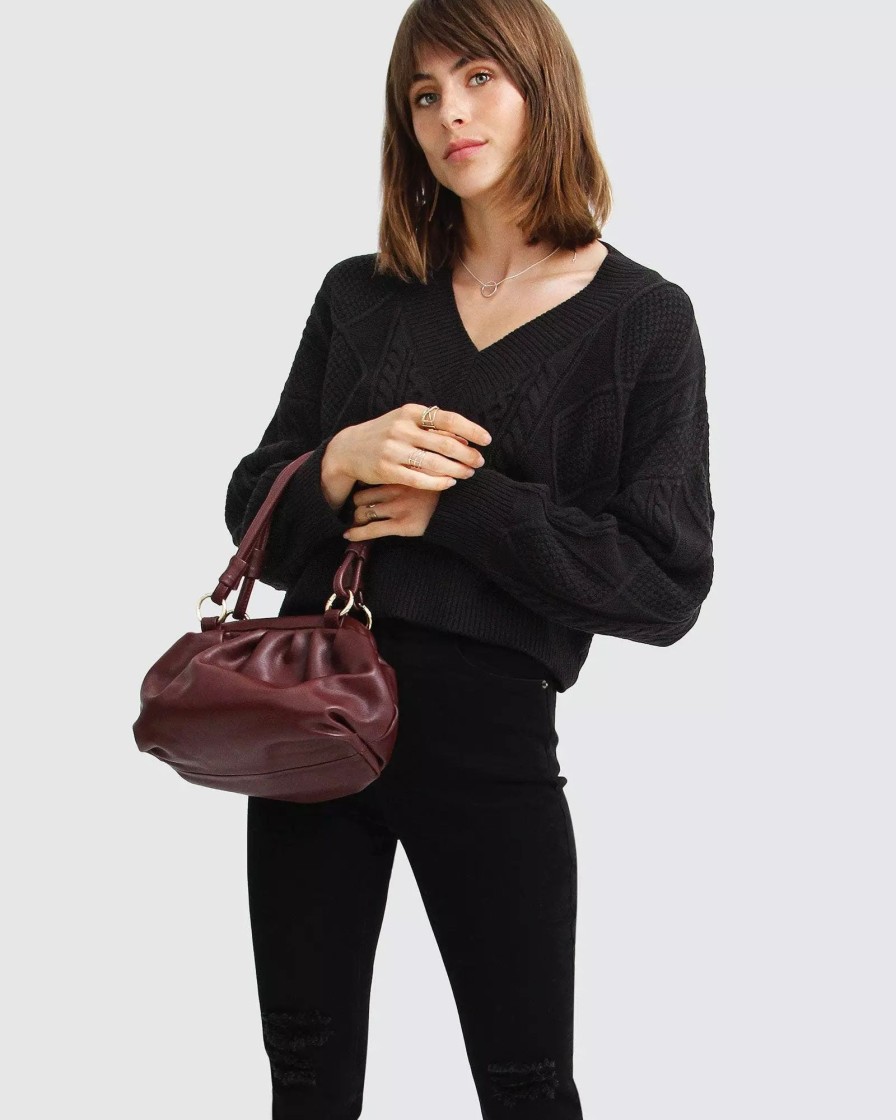 Sweatshirts & Sweaters * | Belle & Bloom Without You Cable Knit V-Neck Jumper Black