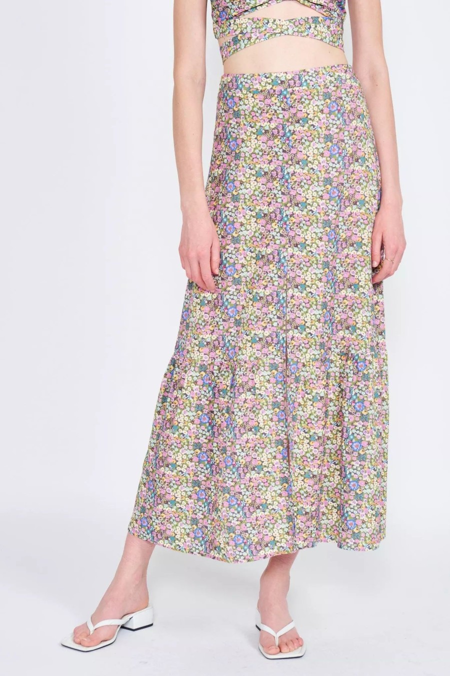 Skirts * | Emory Park Atiana Midi Skirt Green Floral