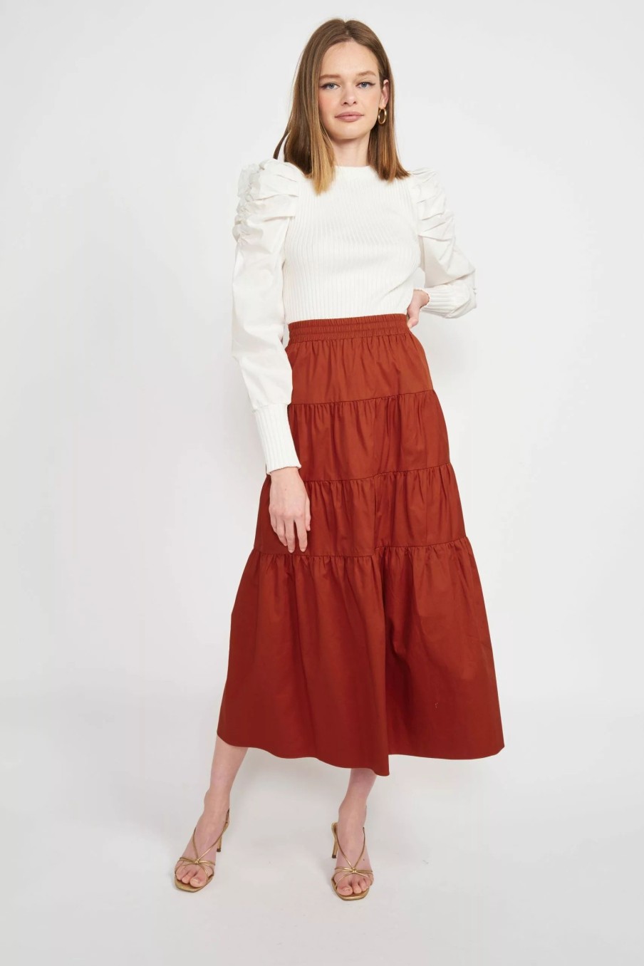 Skirts * | En Saison Veta Midi Skirt Cognac