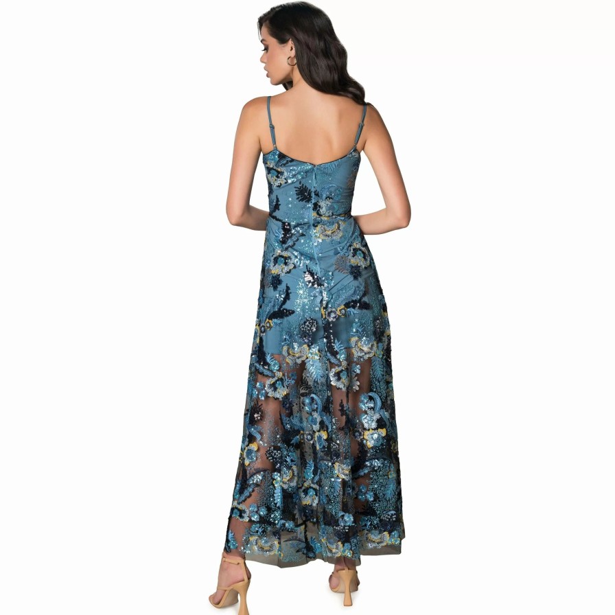 Dresses * | Dress The Population Umalina Dress Mineral Blue Multi