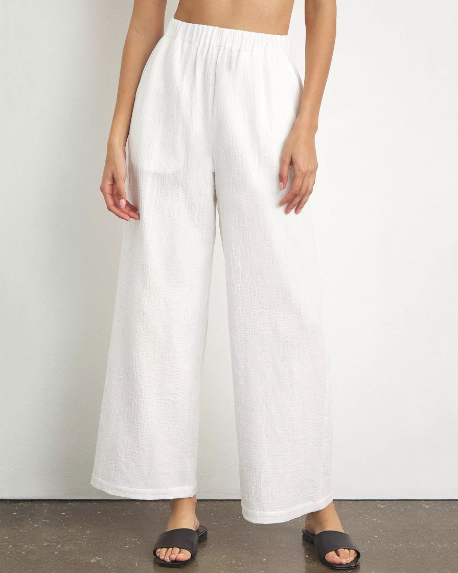 Bottoms * | Onia Wide Leg Gauze Pant White