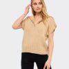 Sweatshirts & Sweaters * | English Factory Zip Mock Neck Vest Sweater Taupe