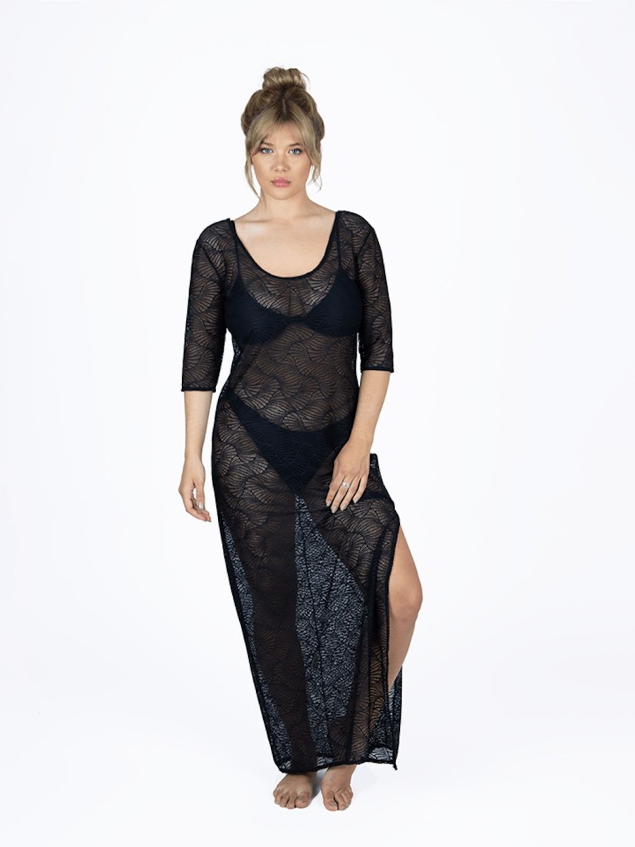 Swimwear * | Bromelia Swimwear Fortaleza Cover Up Lace Midnight