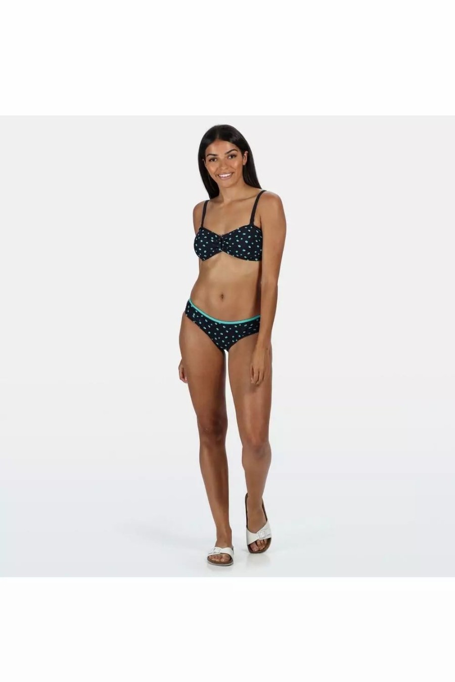 Swimwear * | Regatta Womens/Ladies Aceana High Leg Bikini Briefs Navy/Aqua Blue Print