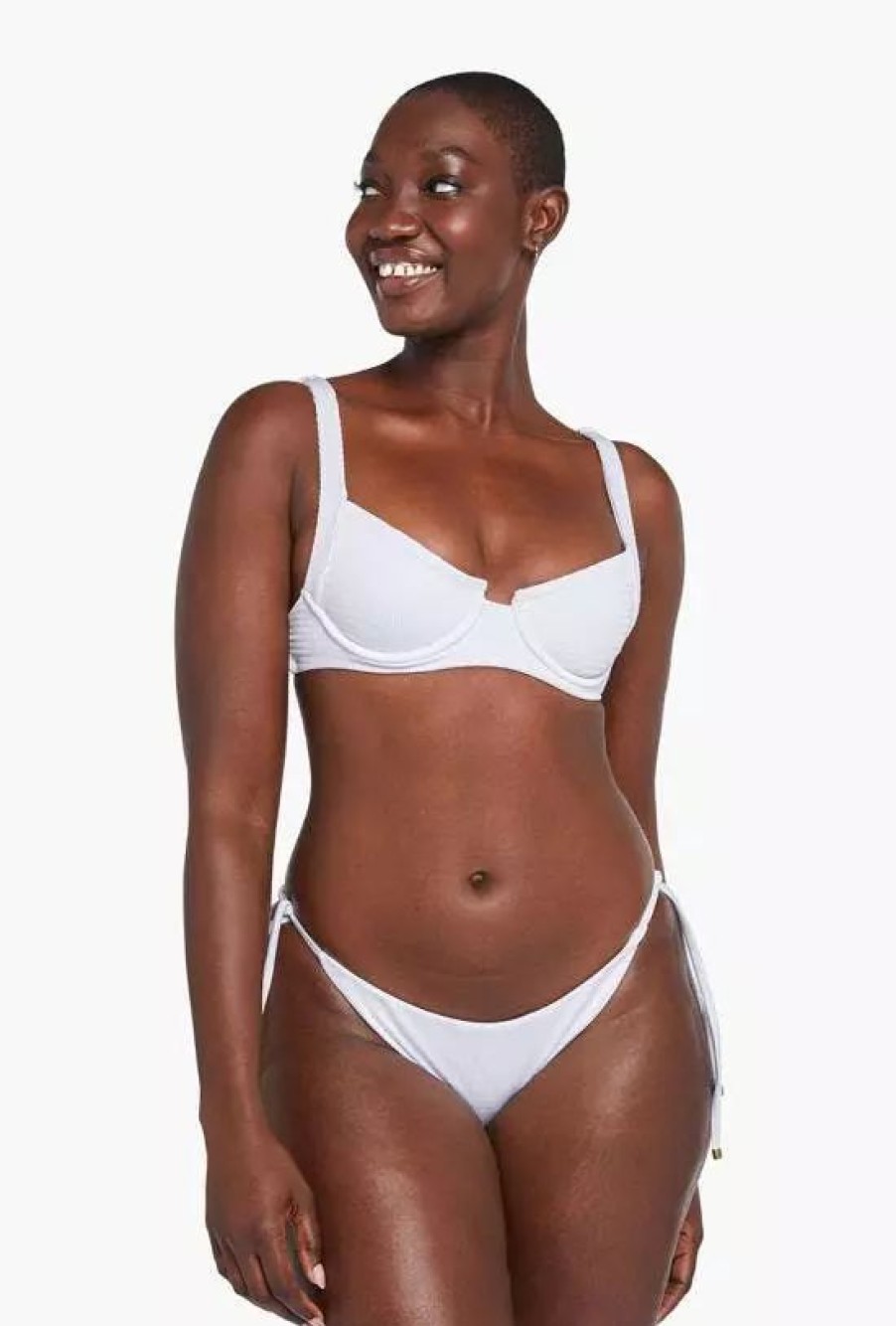 Swimwear * | Vitamin A Elle Adjustable Tie Side Bottom White Ecotex