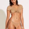 Swimwear * | Vitamin A Elle Tie Side Bottom Golden Glow Metallic