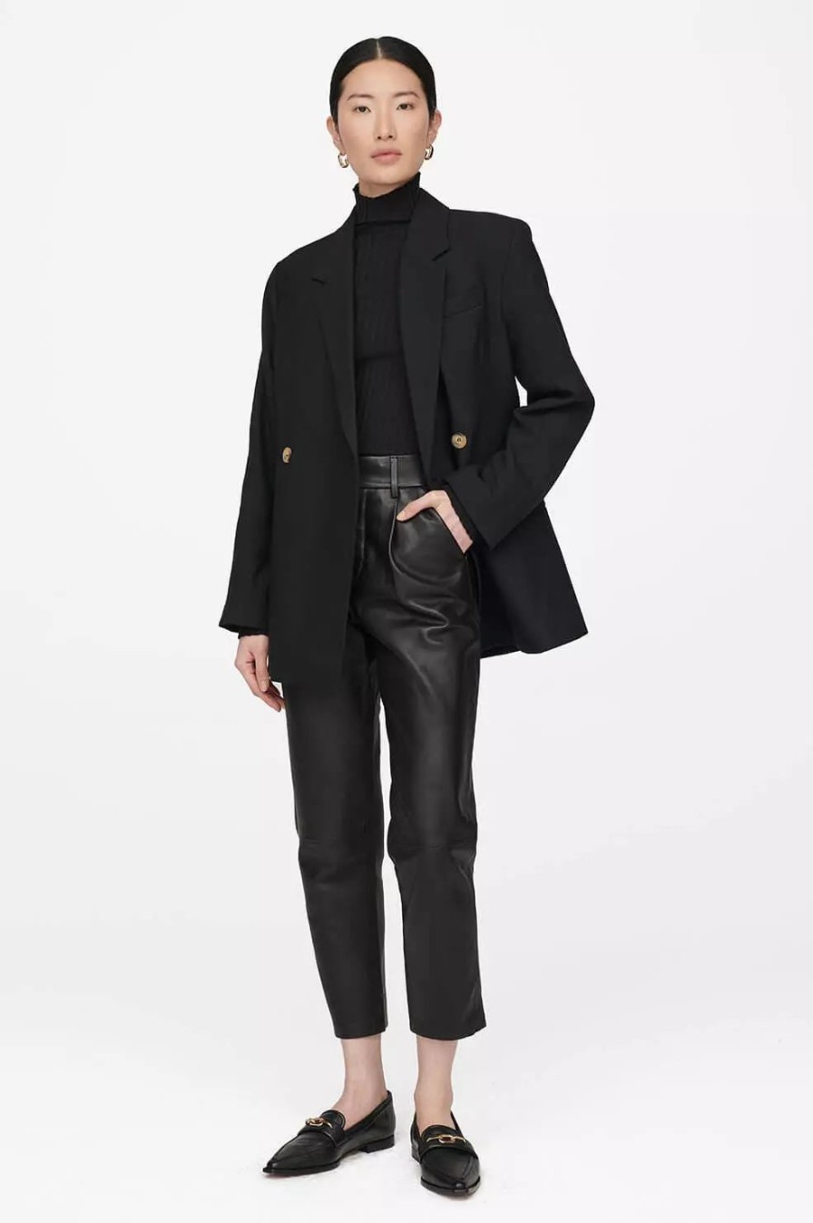 Bottoms * | Anine Bing Ecky Leather Trouser Black