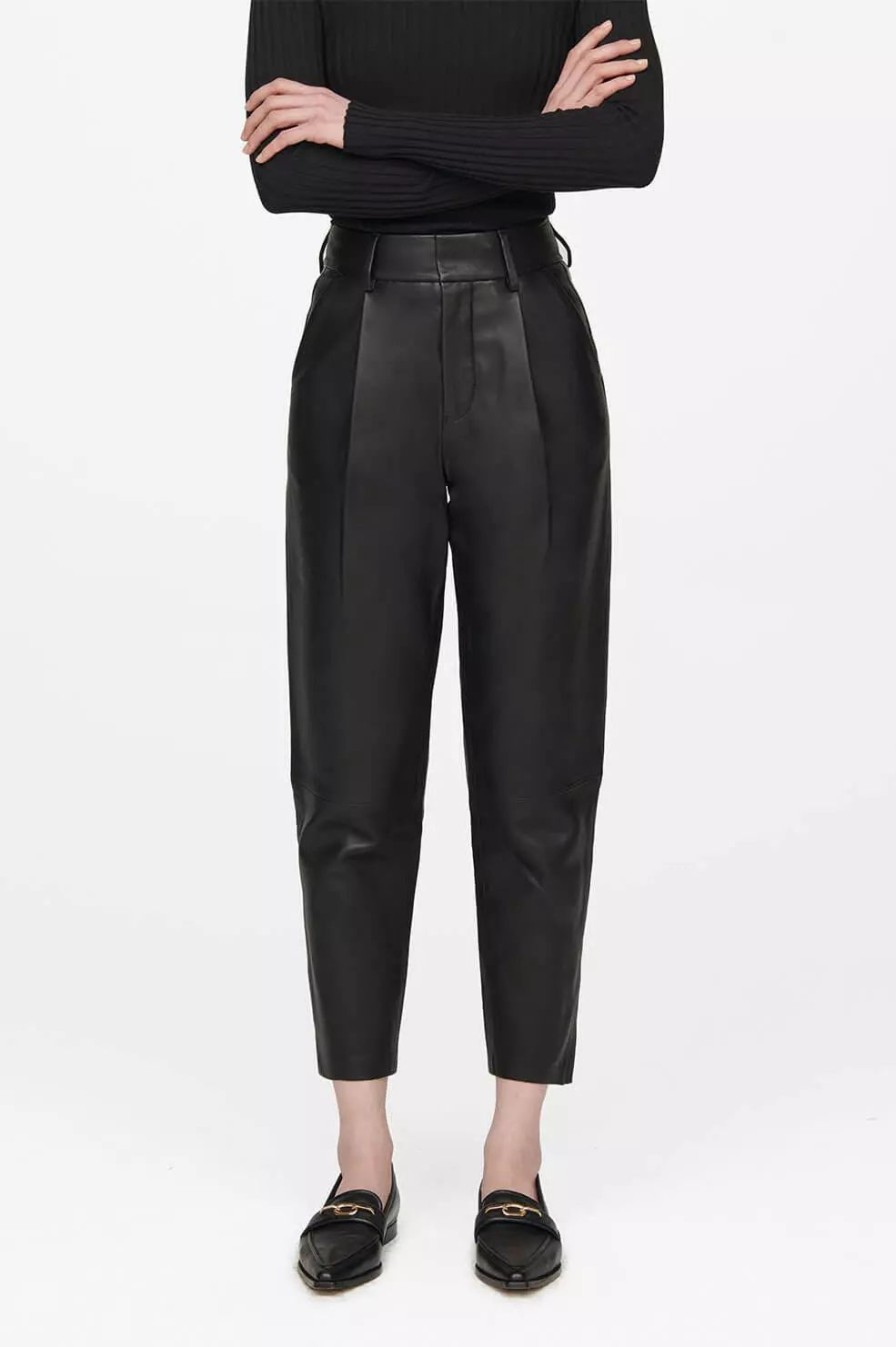 Bottoms * | Anine Bing Ecky Leather Trouser Black