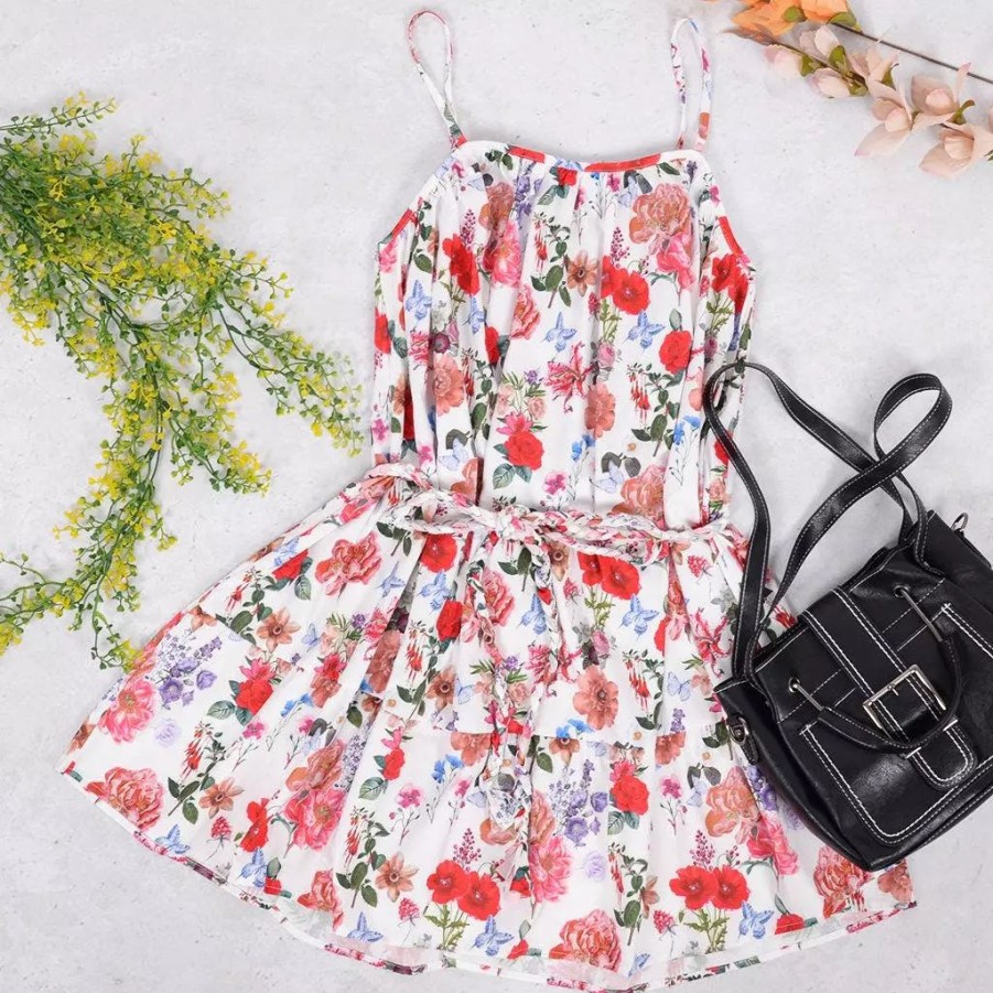 Dresses * | Anna-Kaci Multicolor Floral Print Summer Dress White