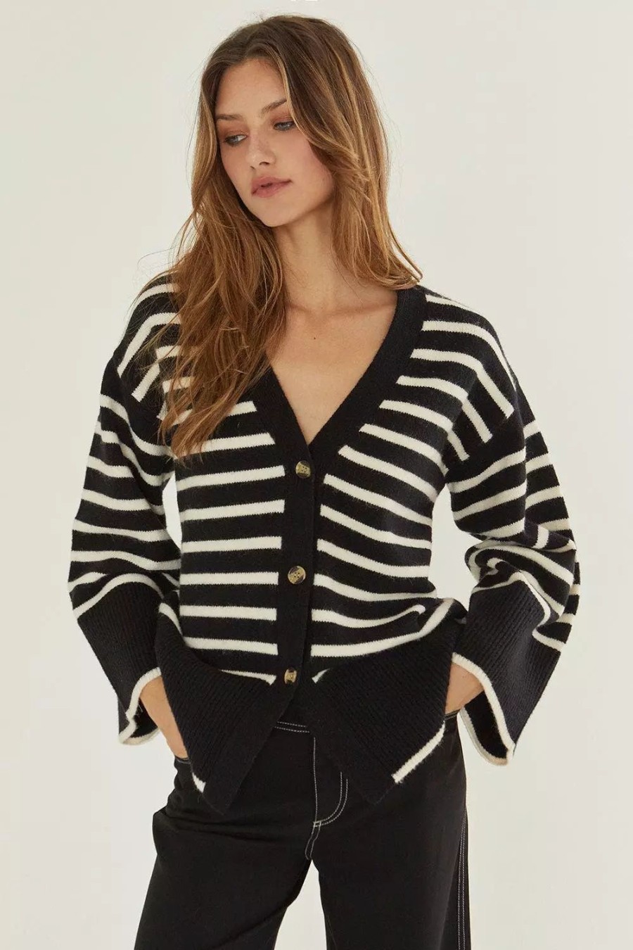 Sweatshirts & Sweaters * | Crescent Laura Stripe Cardigan