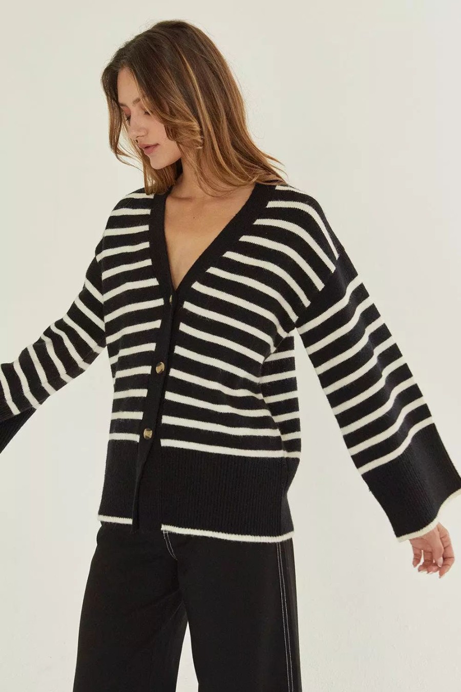 Sweatshirts & Sweaters * | Crescent Laura Stripe Cardigan