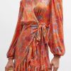 Dresses * | One33 Social The Daria | Sequin Wrap Dress Orange