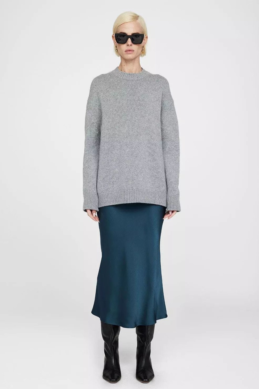 Skirts * | Anine Bing Ar Silk Skirt Steel Blue