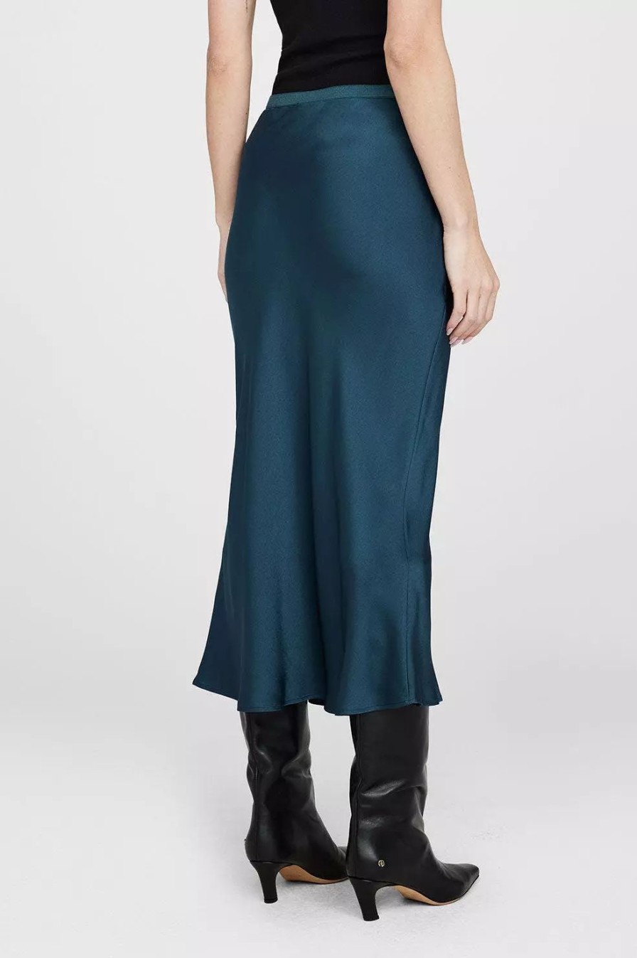 Skirts * | Anine Bing Ar Silk Skirt Steel Blue