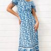 Dresses * | Anna-Kaci Puff Sleeve Boho Print Dress Blue