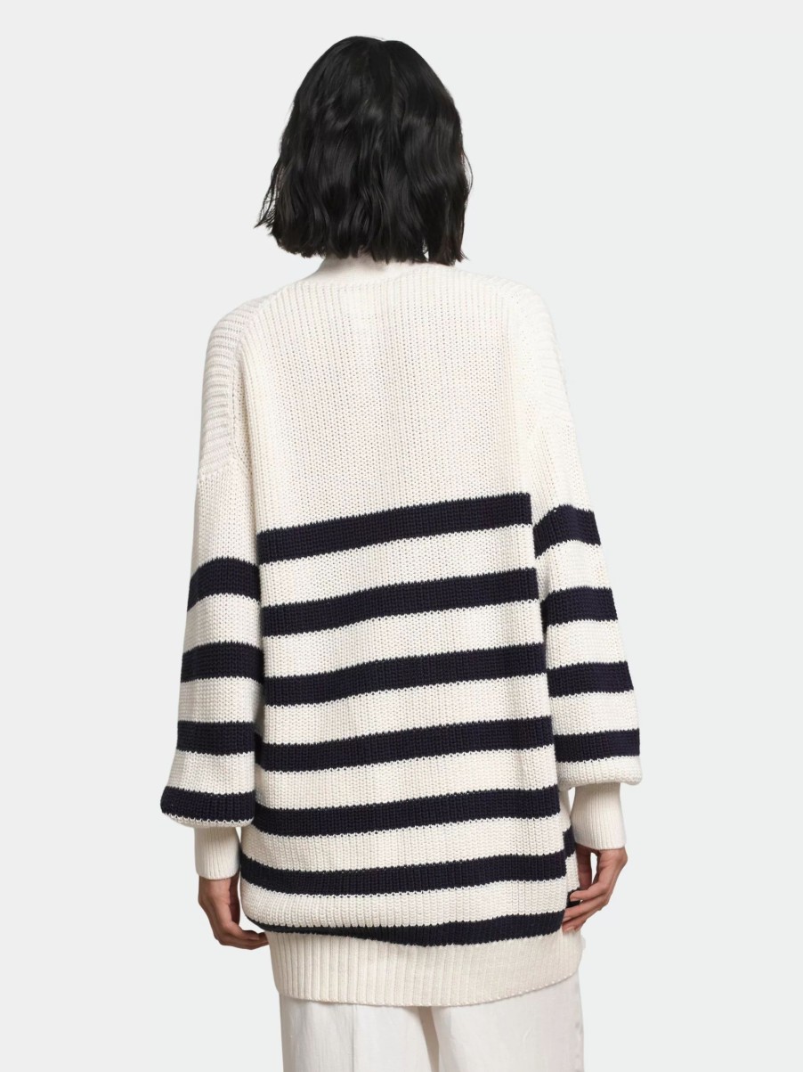 Sweatshirts & Sweaters * | Eleven Six Aimee Cardi Ivory/Navy Stripe