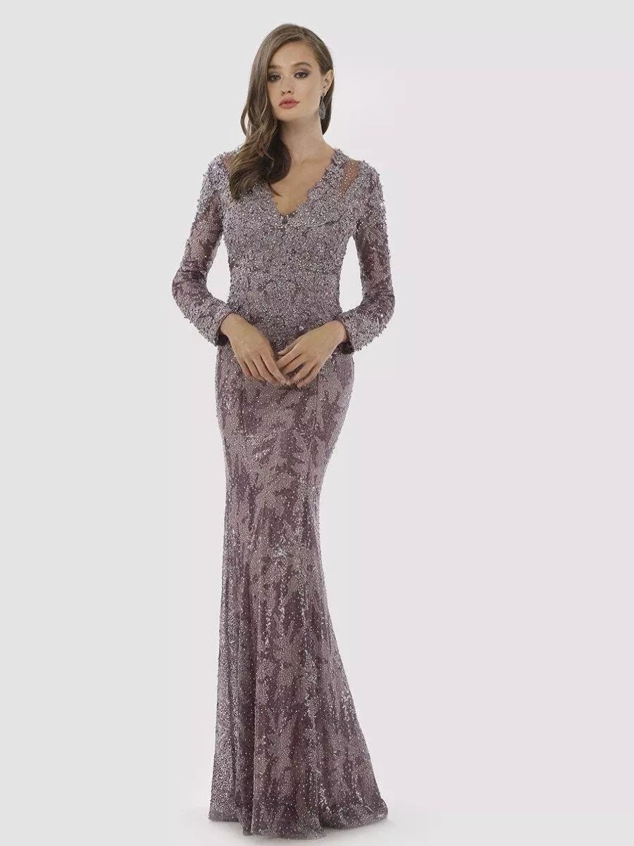 Dresses * | Lara 29885 Lace V-Neck Long Sleeves Mermaid Gown