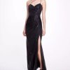 Dresses * | Marchesa Notte Ruched Lame Gown Black