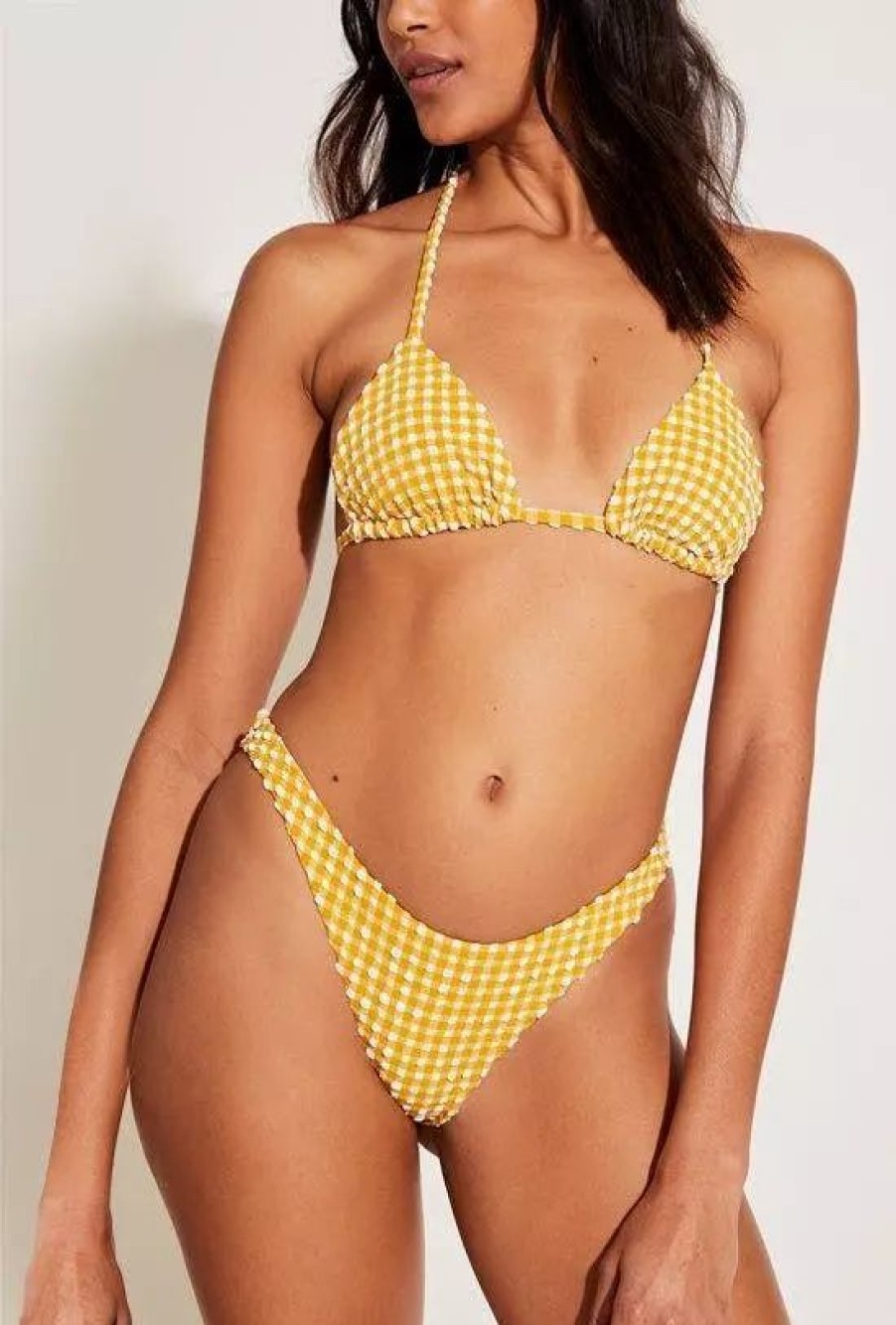 Swimwear * | Vitamin A Gia Triangle Top Honeycomb Gingham