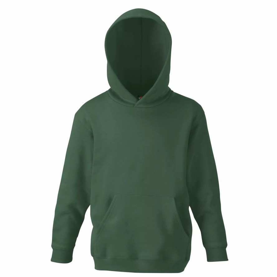 Sweatshirts & Sweaters * | Of The Loom Fruit Of The Loom Kids Unisex Classic 80/20 Hoodie Bottle Green