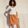 Bottoms * | Onirik Irik Beth Skirt / Linen Terracotta