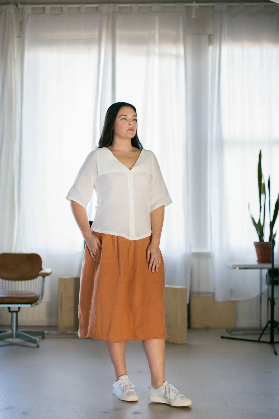 Bottoms * | Onirik Irik Beth Skirt / Linen Terracotta