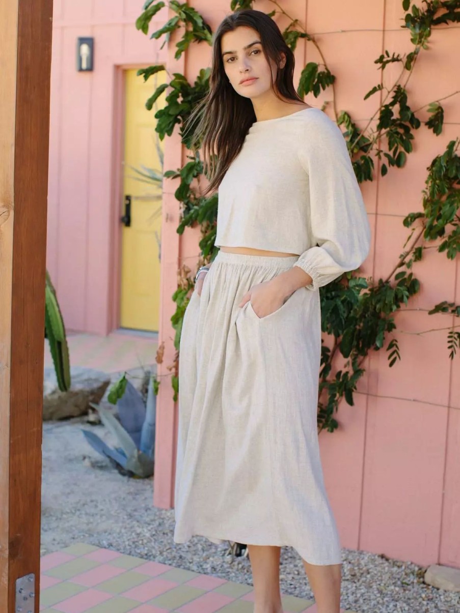 Bottoms * | Rachel Pally Linen Olivia Skirt Natural