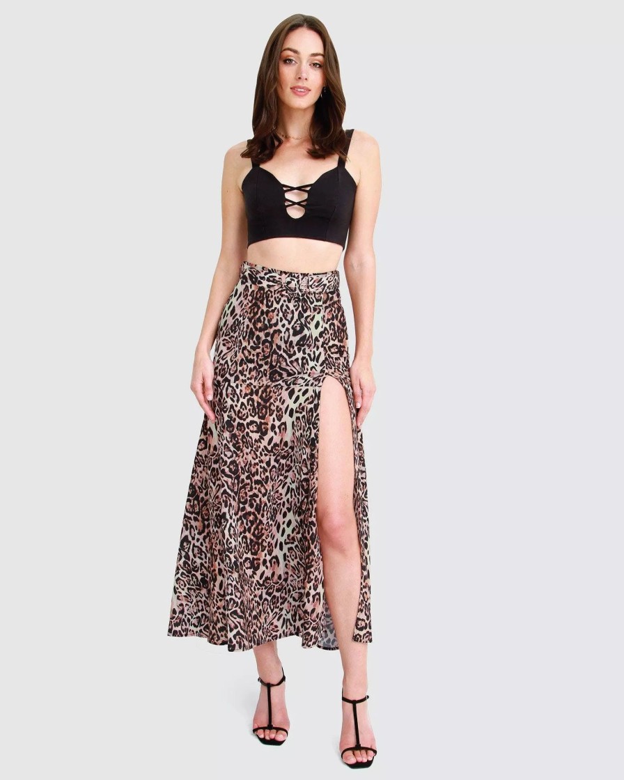 Skirts * | Belle & Bloom Ocean Drive Belted Maxi Skirt Brown