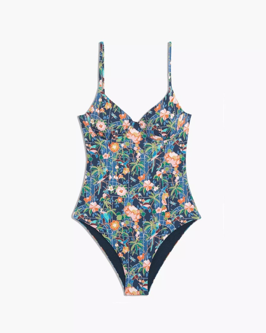 Swimwear * | Onia Chelsea One Piece Navy Multi Jungle Mosaic