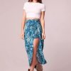 Skirts * | B.O.G. Collective Ne Teal Floral Layered Midi Skirt Deep Teal/Teal